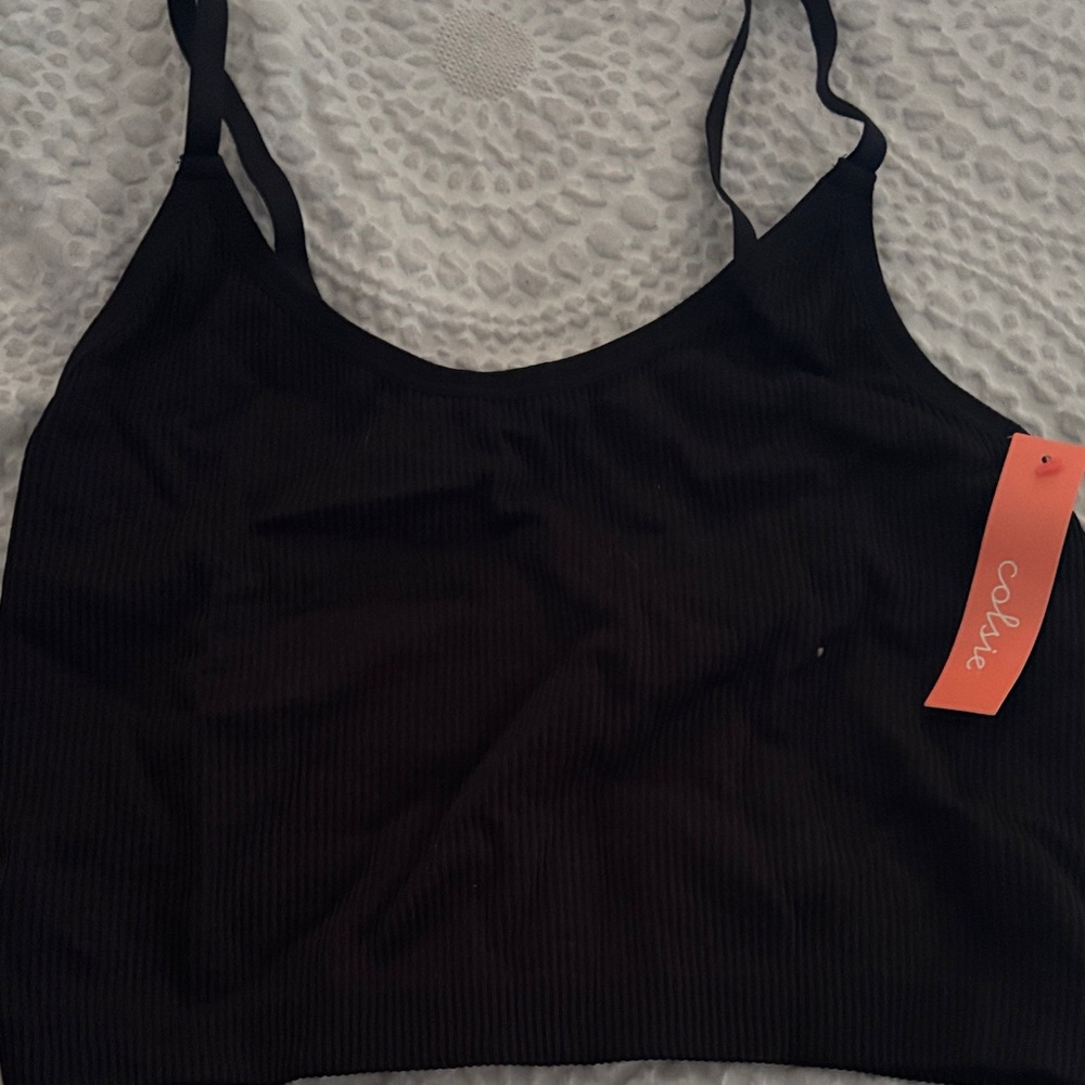 Black Ribbed Tank bra